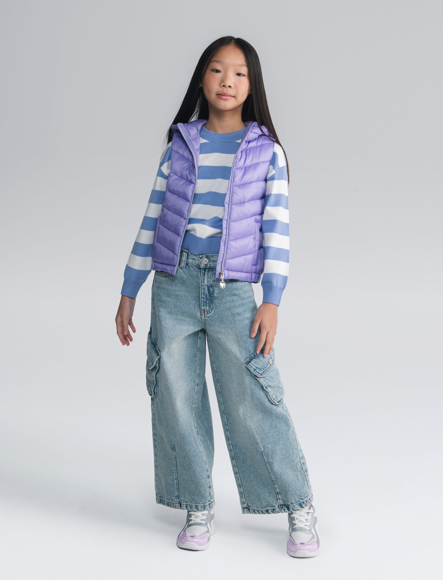 Gilet trapuntato leggero da bambina. - Lilla
