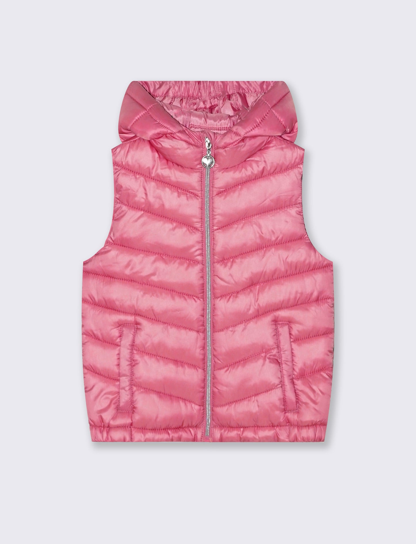 Gilet trapuntato leggero da bambina. - Rosa big bubble