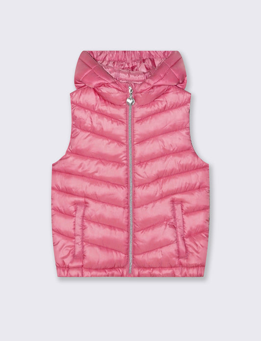 Gilet trapuntato leggero da bambina. - Rosa big bubble