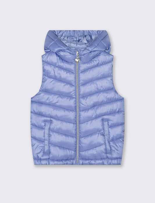 Gilet trapuntato leggero da bambina. - Azzurro