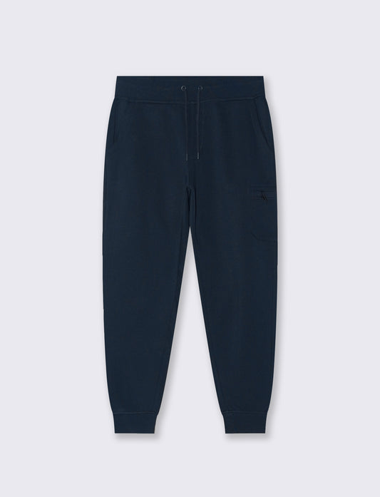 PANTALONI JOGGER  IN FELPA CON TASCA LATERALE - Blu