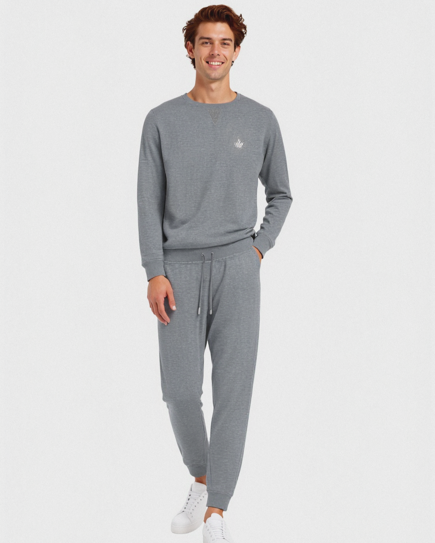 PANTALONI JOGGER  IN FELPA CON TASCA LATERALE - Grigio mel.
