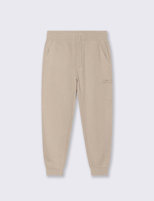 PANTALONI JOGGER  IN FELPA CON TASCA LATERALE - Beige