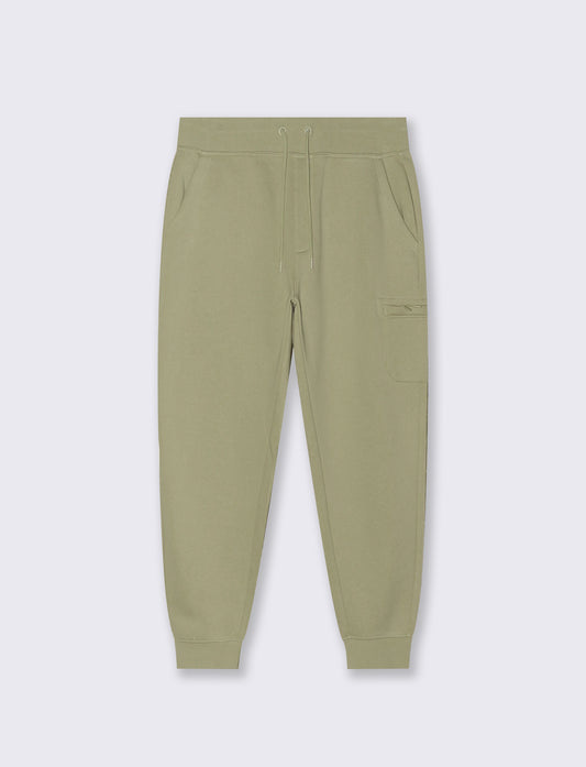 PANTALONI JOGGER  IN FELPA CON TASCA LATERALE - Verde salvia
