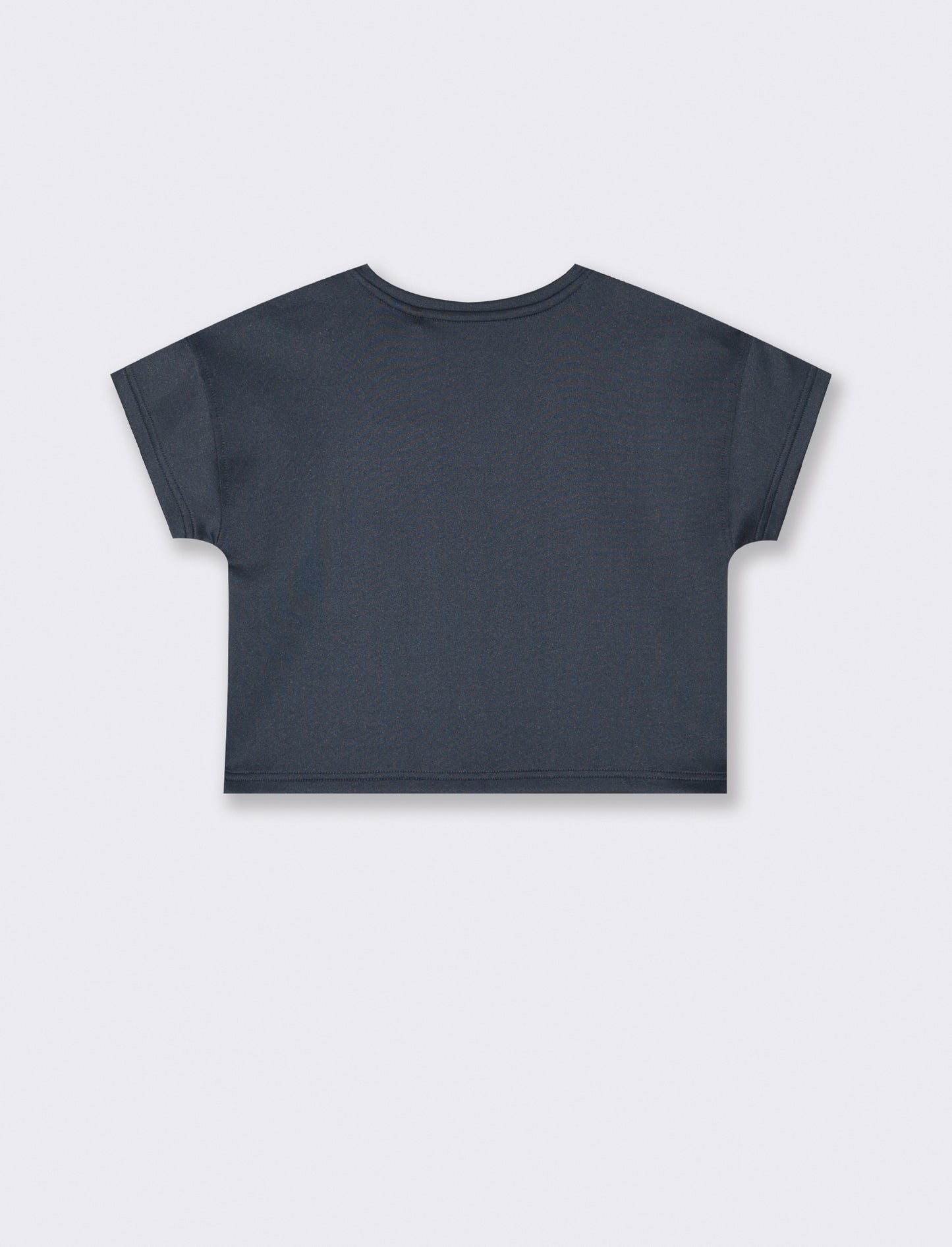 T-shirt mezza manica cropped in tessuto tecnico con profili a contrasto. - Blu