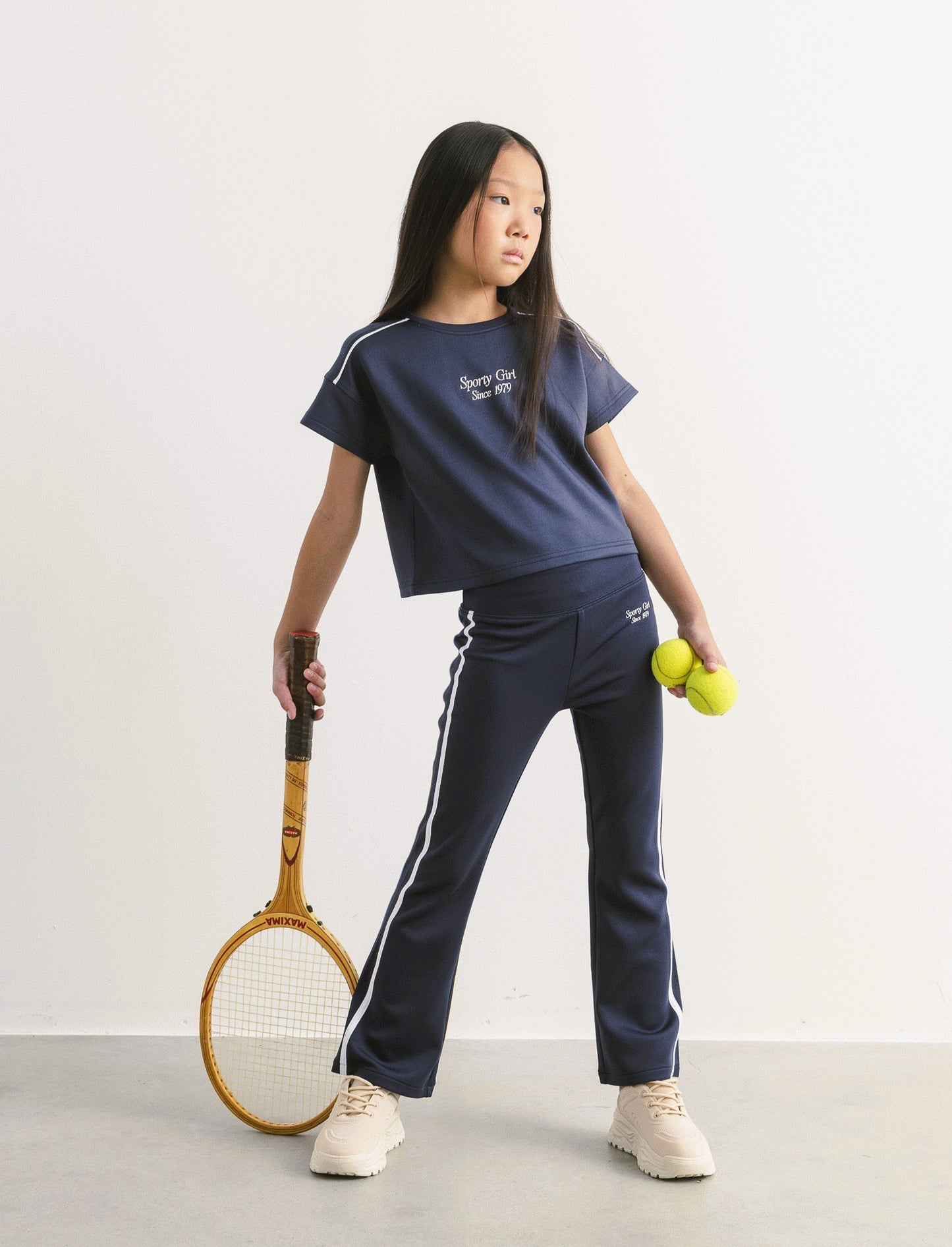 Leggings in tessuto tecnico con profili a contrasto. - Blu