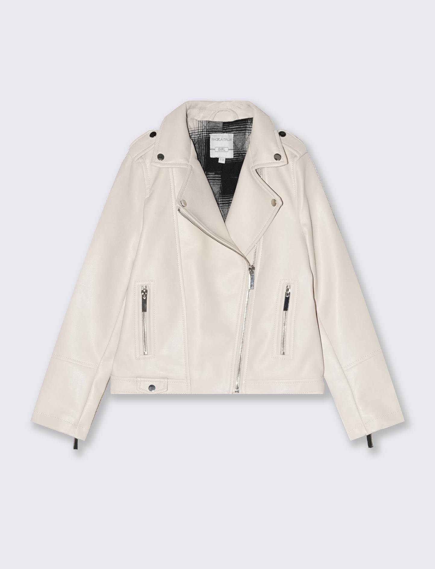 Giubbino modello chiodo da bambina. - Beige