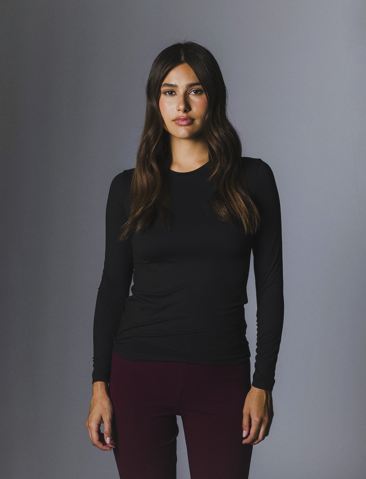 T-SHIRT  BASICA MANICA LUNGA - Nero
