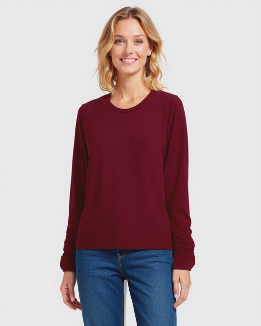 T-SHIRT  BASICA MANICA LUNGA - Vinaccia