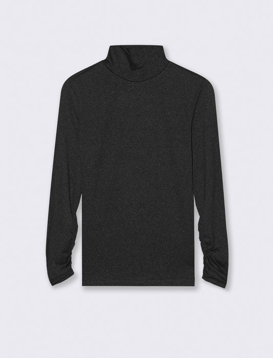 MAGLIA COLLO ALTO MANICA LUNGA  BASIC - Grigio mel.