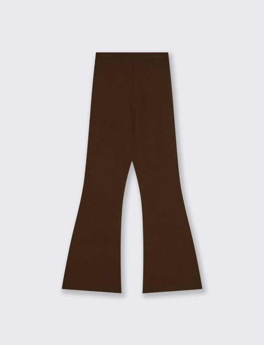 PANTALONE FLARE IN PUNTO MILANO - Marrone tabacco