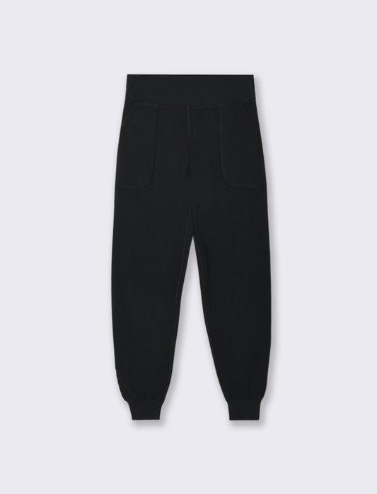 PANTALONE JOGGER CON FASCIA ALTA IN  VITA - Nero