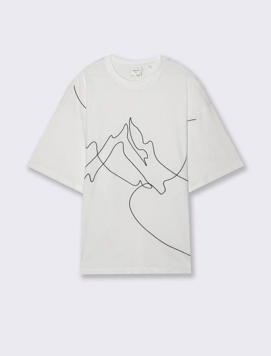 T-shirt boxy fit con ricamo - Bianco