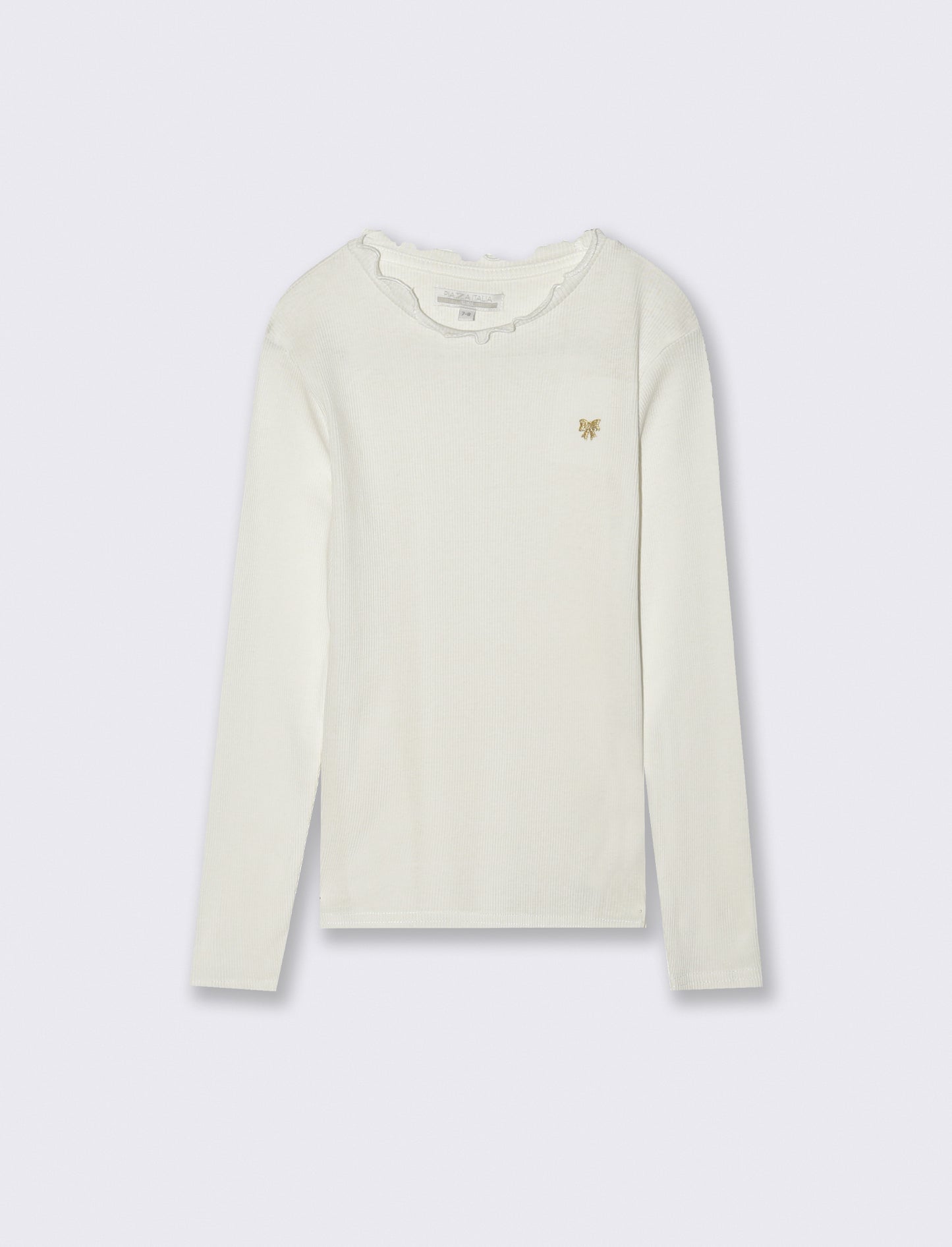 T-shirt in rib - Bianco latte