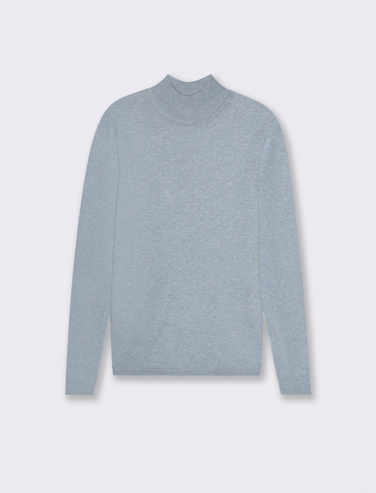 PULLOVER A COLLO ALTO - Celeste