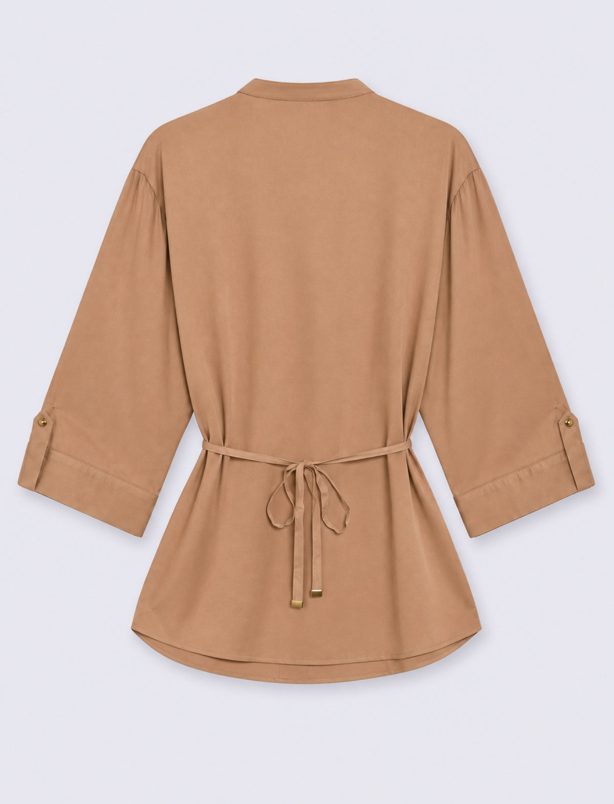 camicia manica lunga scollo a v - Cammello