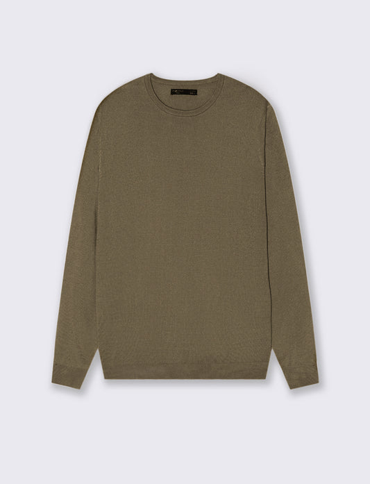 MAGLIA BASIC GIROCOLLO - Verde oliva
