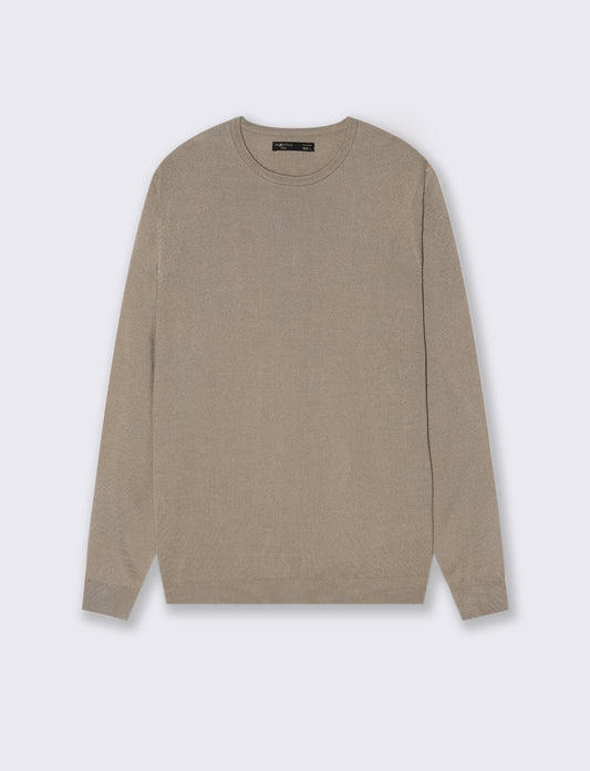 MAGLIA BASIC GIROCOLLO - Beige
