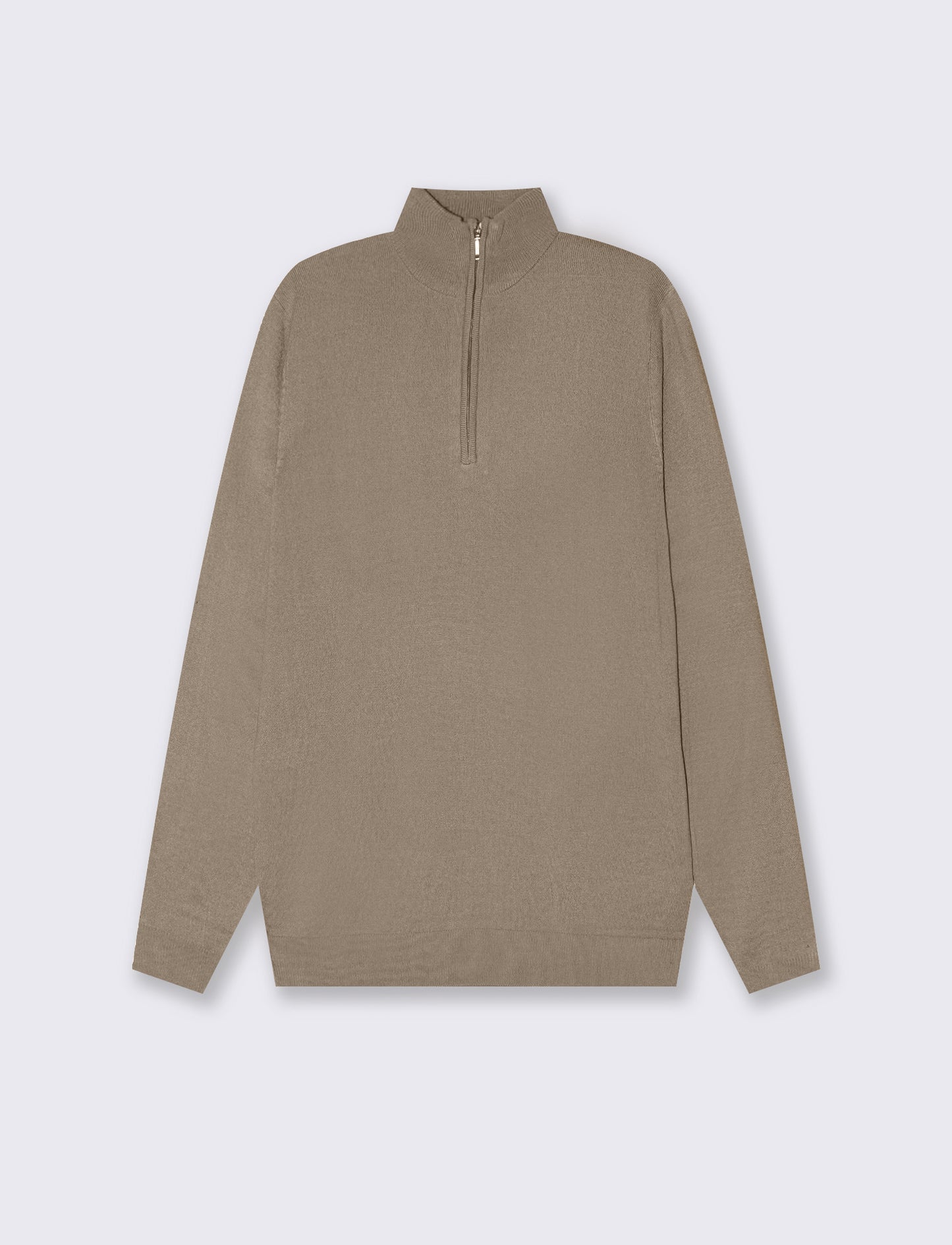 MAGLIA BASIC COLLO ALTO ZIP - Beige