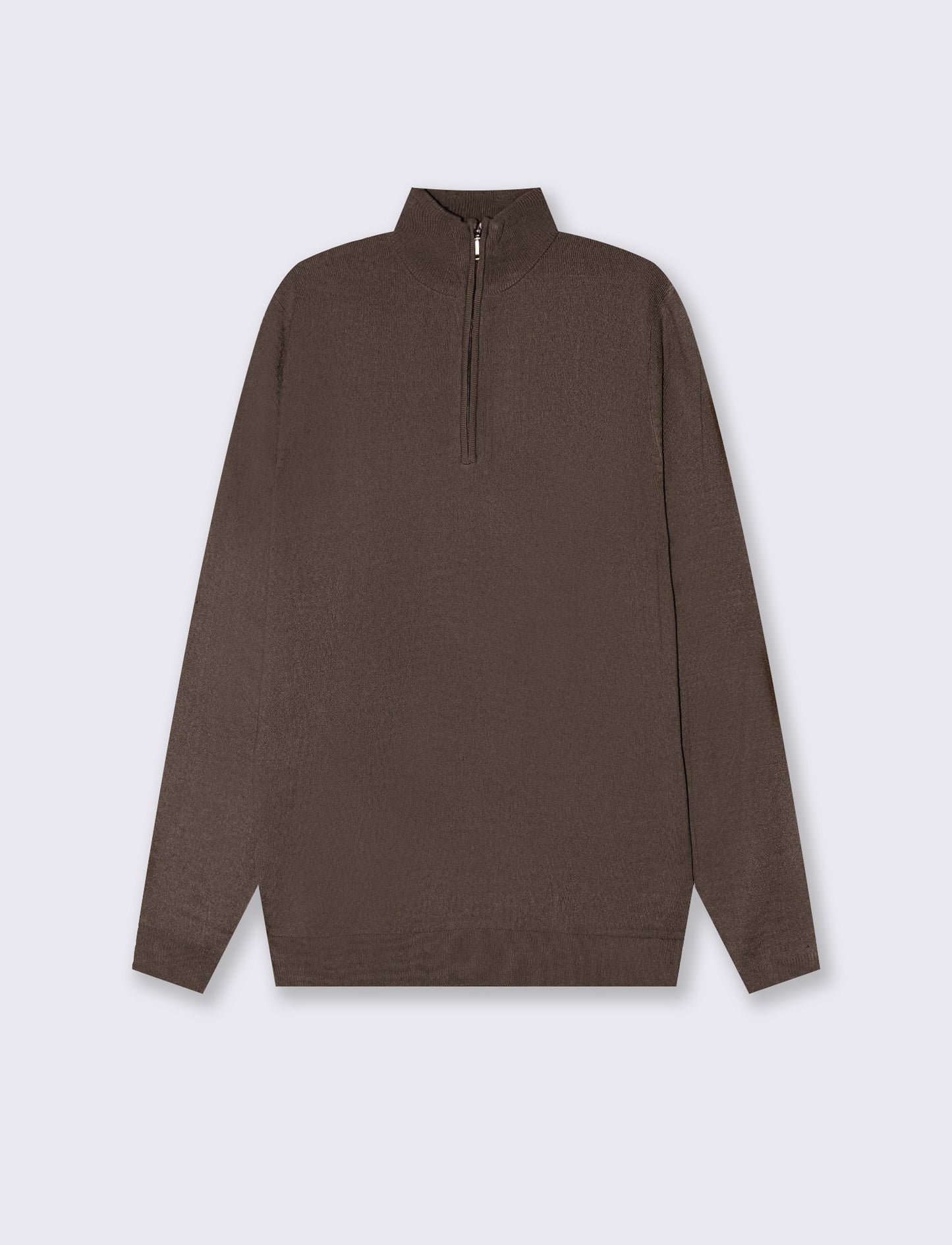 MAGLIA BASIC COLLO ALTO ZIP - Moro