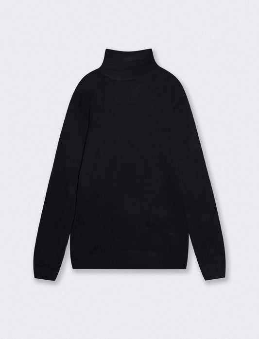 MAGLIA COLLO ALTO SLIM FIT - Blu