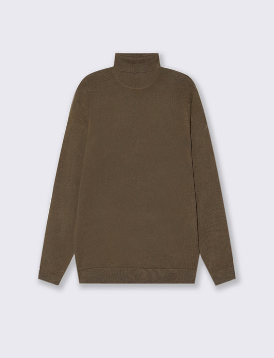 MAGLIA COLLO ALTO SLIM FIT - Grigio fango