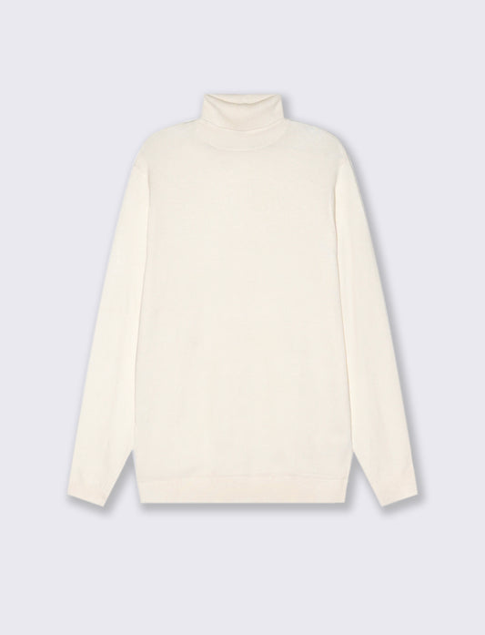 MAGLIA COLLO ALTO SLIM FIT - Bianco
