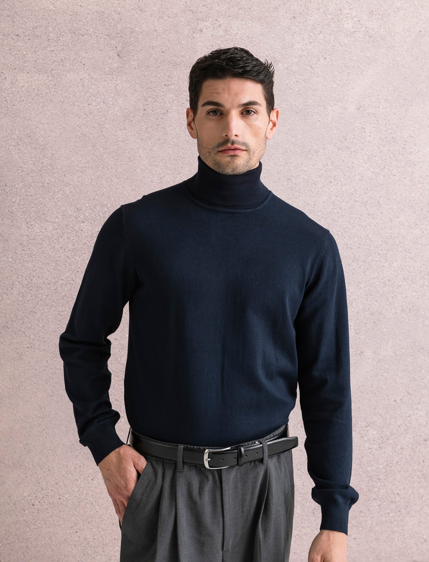 MAGLIA COLLO ALTO BASIC - Blu