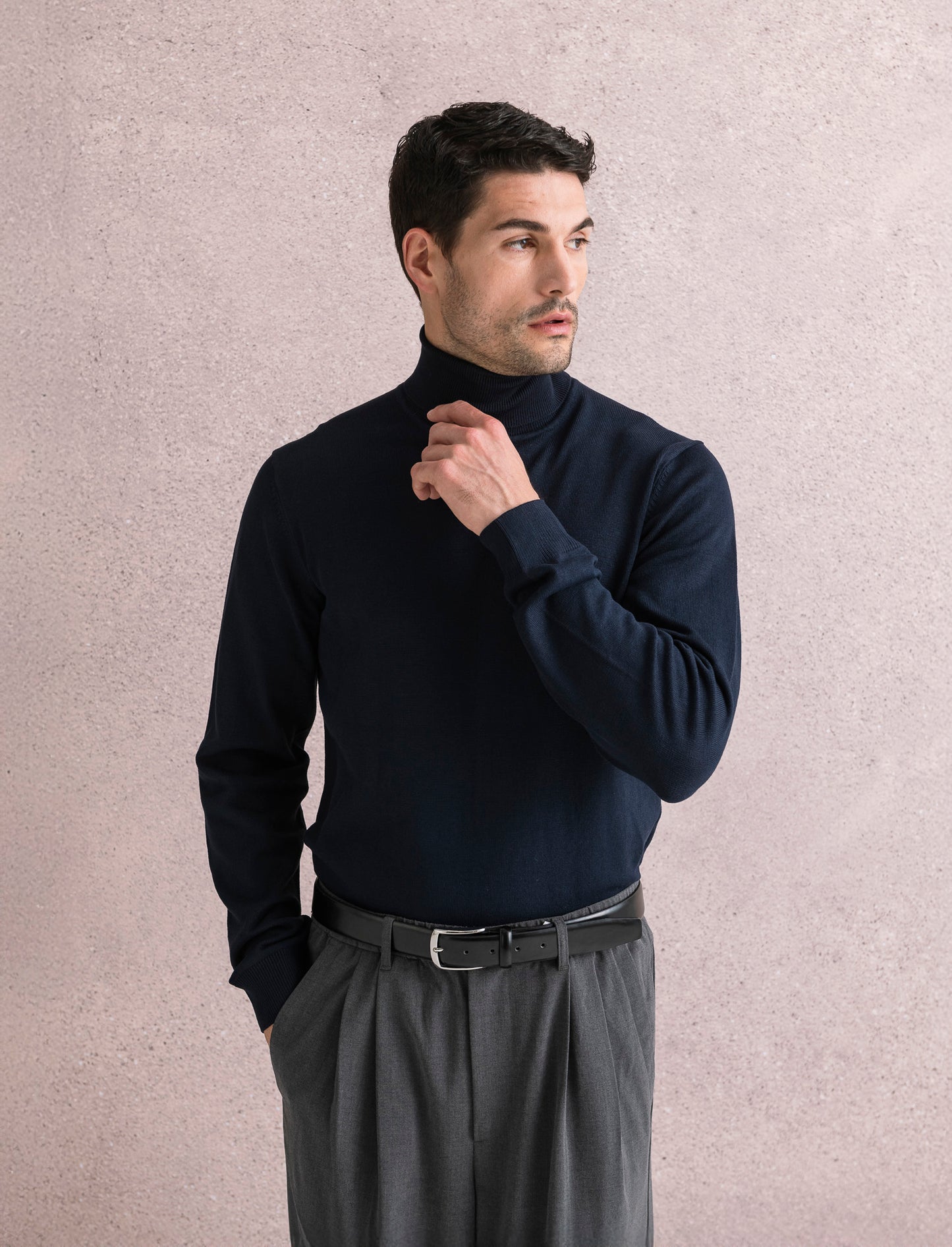 MAGLIA COLLO ALTO BASIC - Blu