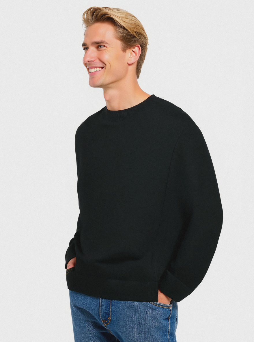 MAGLIA BASIC IN FILATO COMFORT - Verde scuro