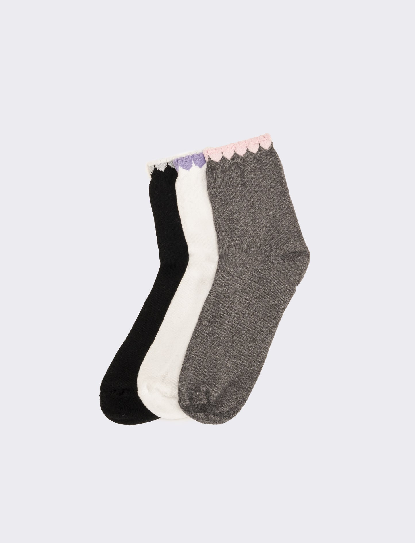Calzini bambina con cuori 3 paia - Nero