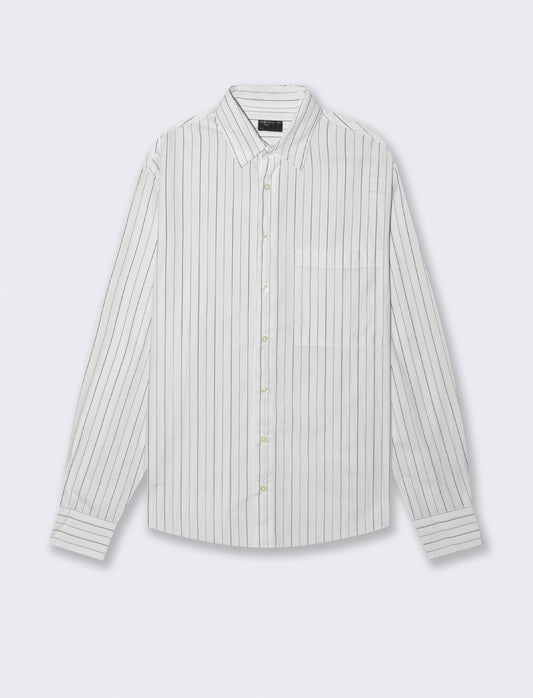 CAMICIA FANTASIA A RIGHE - Bianco