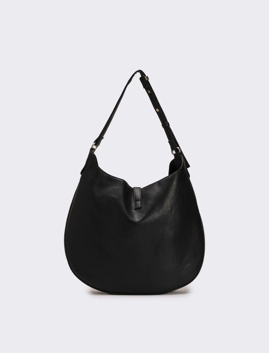 Borsa donna sacca mezzaluna in suede - Nero