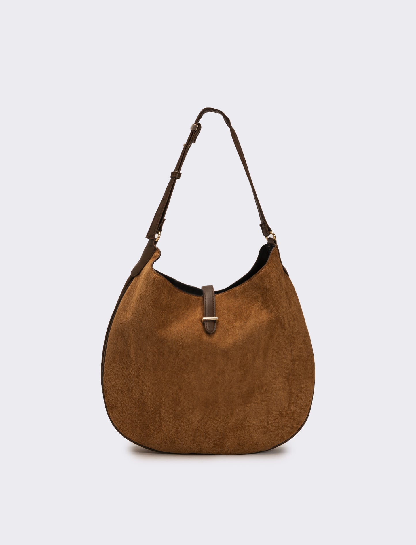 Borsa donna sacca mezzaluna in suede - Marrone