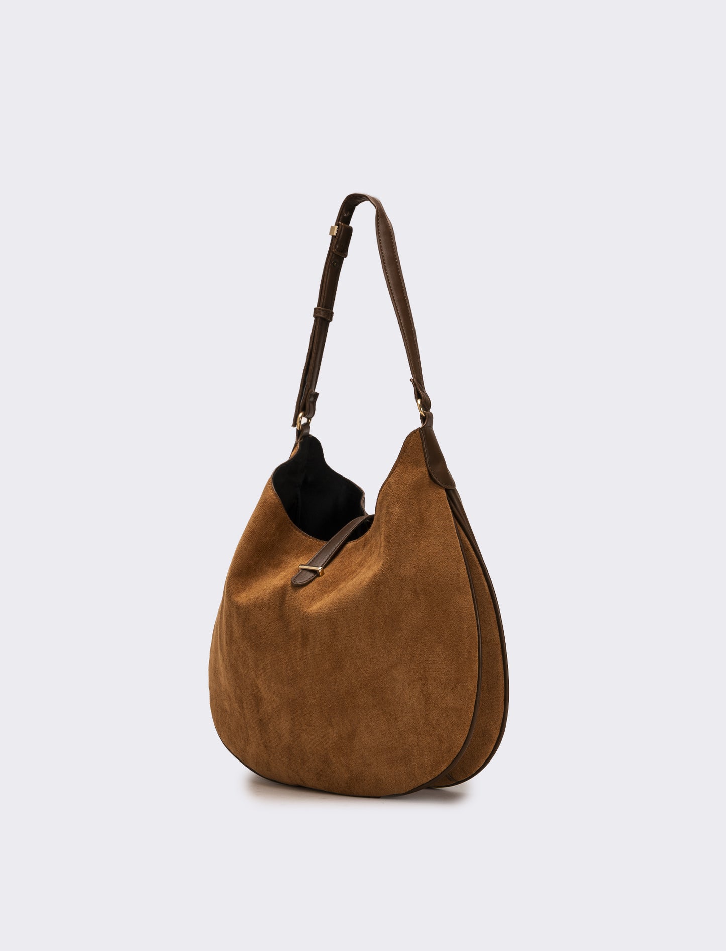 Borsa donna sacca mezzaluna in suede - Marrone