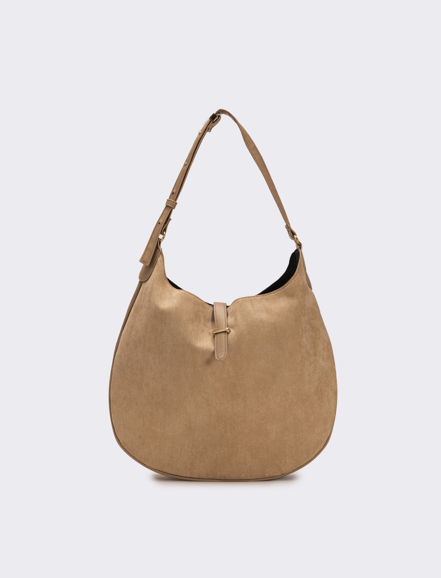 Borsa donna sacca mezzaluna in suede - Beige
