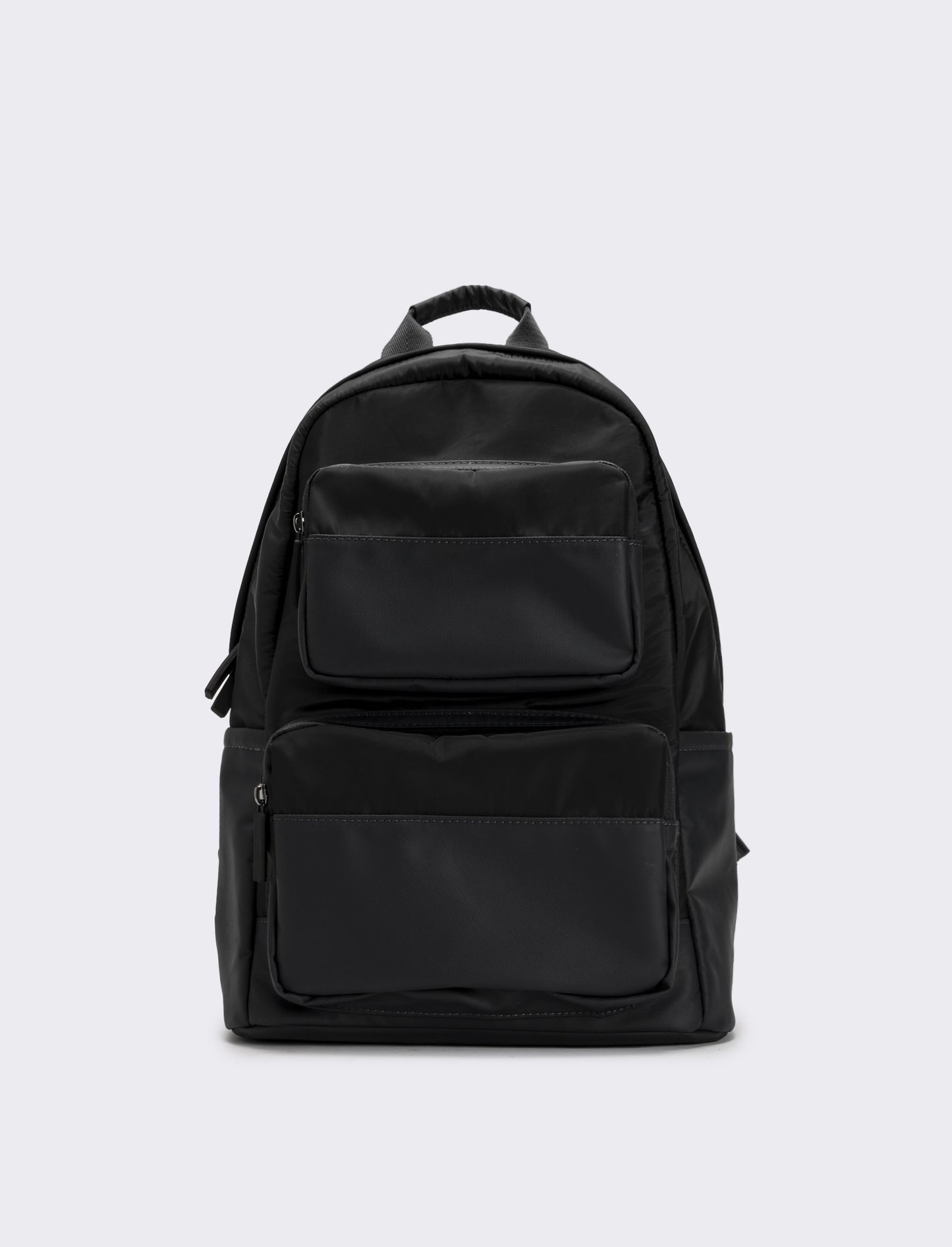Zaino uomo con tasche doppio cursore e tirazip gommato - Nero
