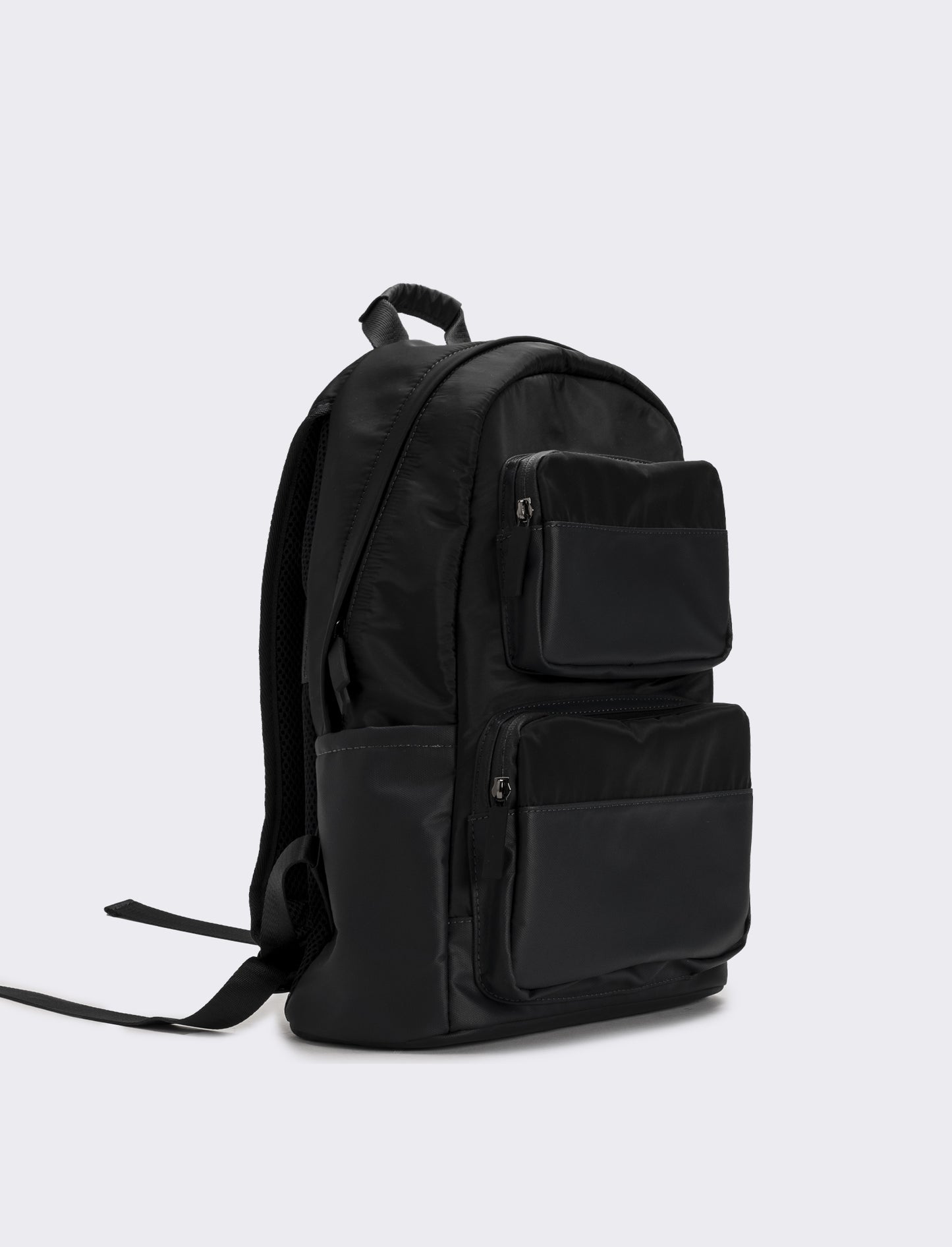 Zaino uomo con tasche doppio cursore e tirazip gommato - Nero