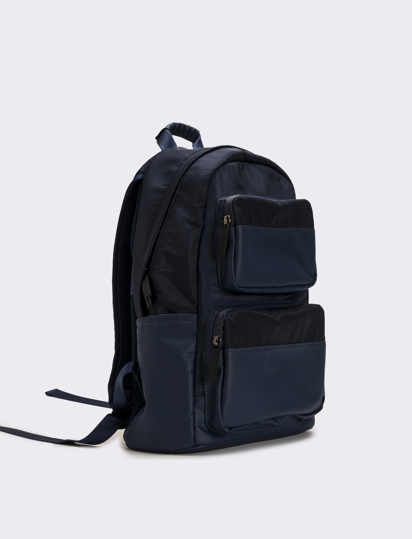Zaino uomo con tasche doppio cursore e tirazip gommato - Blu