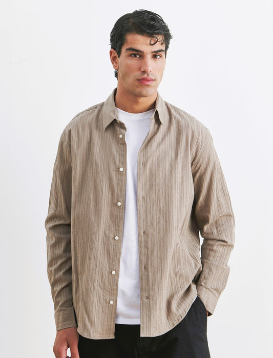 CAMICIA EFFETTO GOFFRATO - Grigio tortora