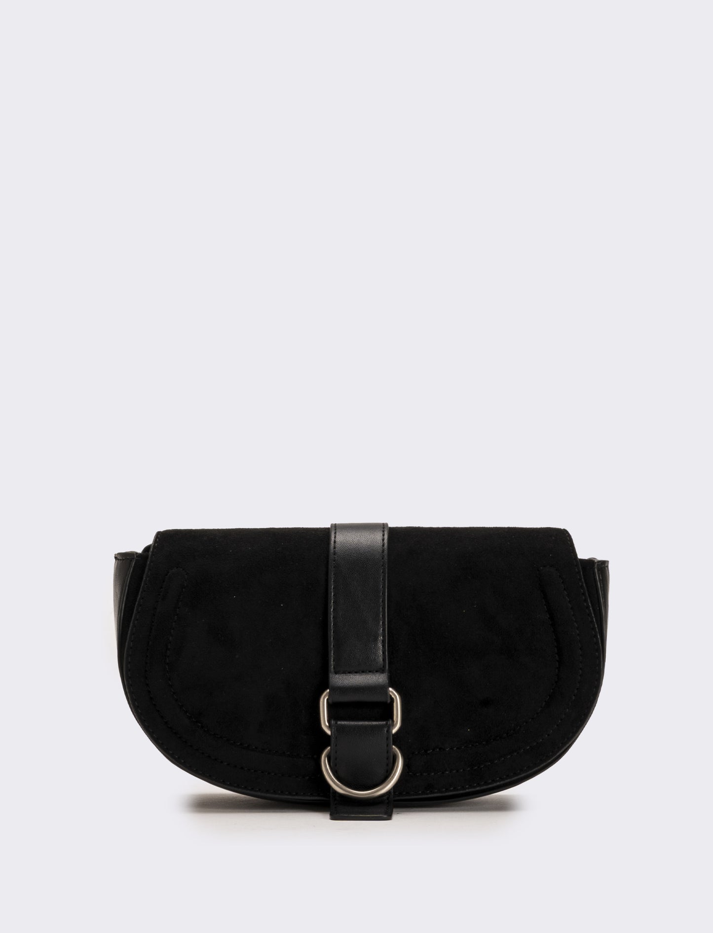 Tracolla in suede con patta donna - Nero
