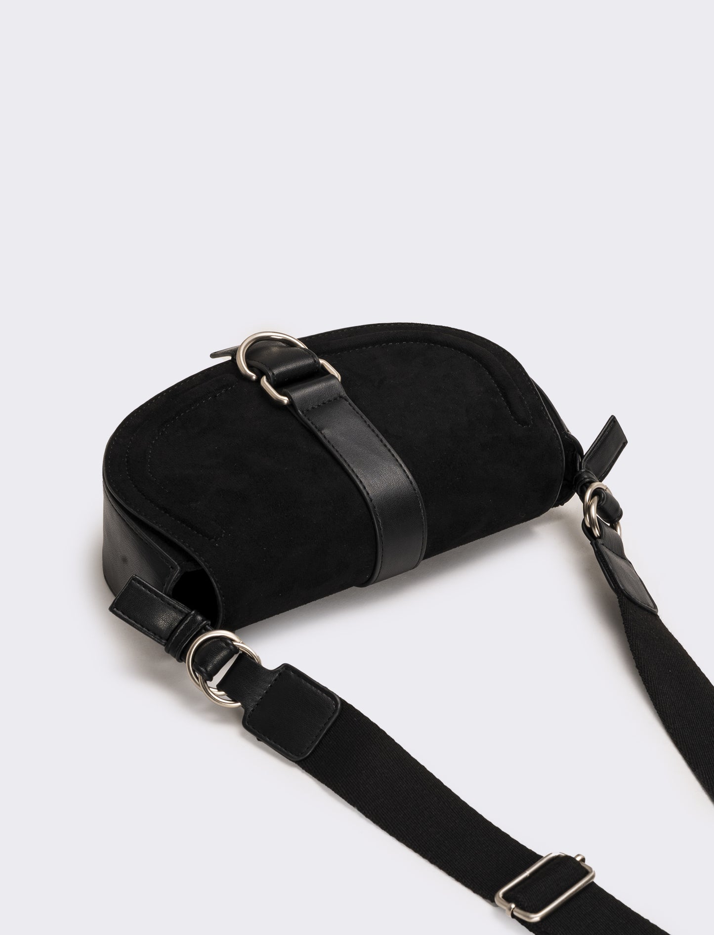 Tracolla in suede con patta donna - Nero