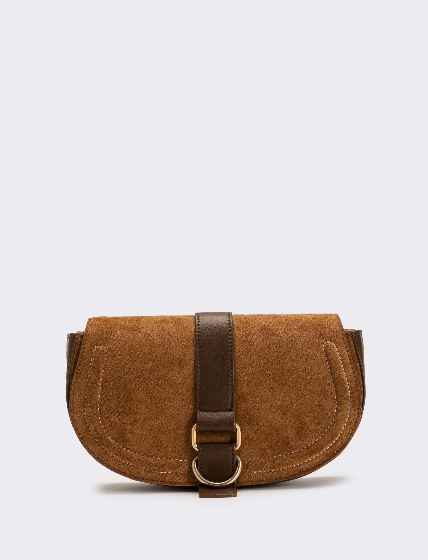 Tracolla in suede con patta donna - Moro