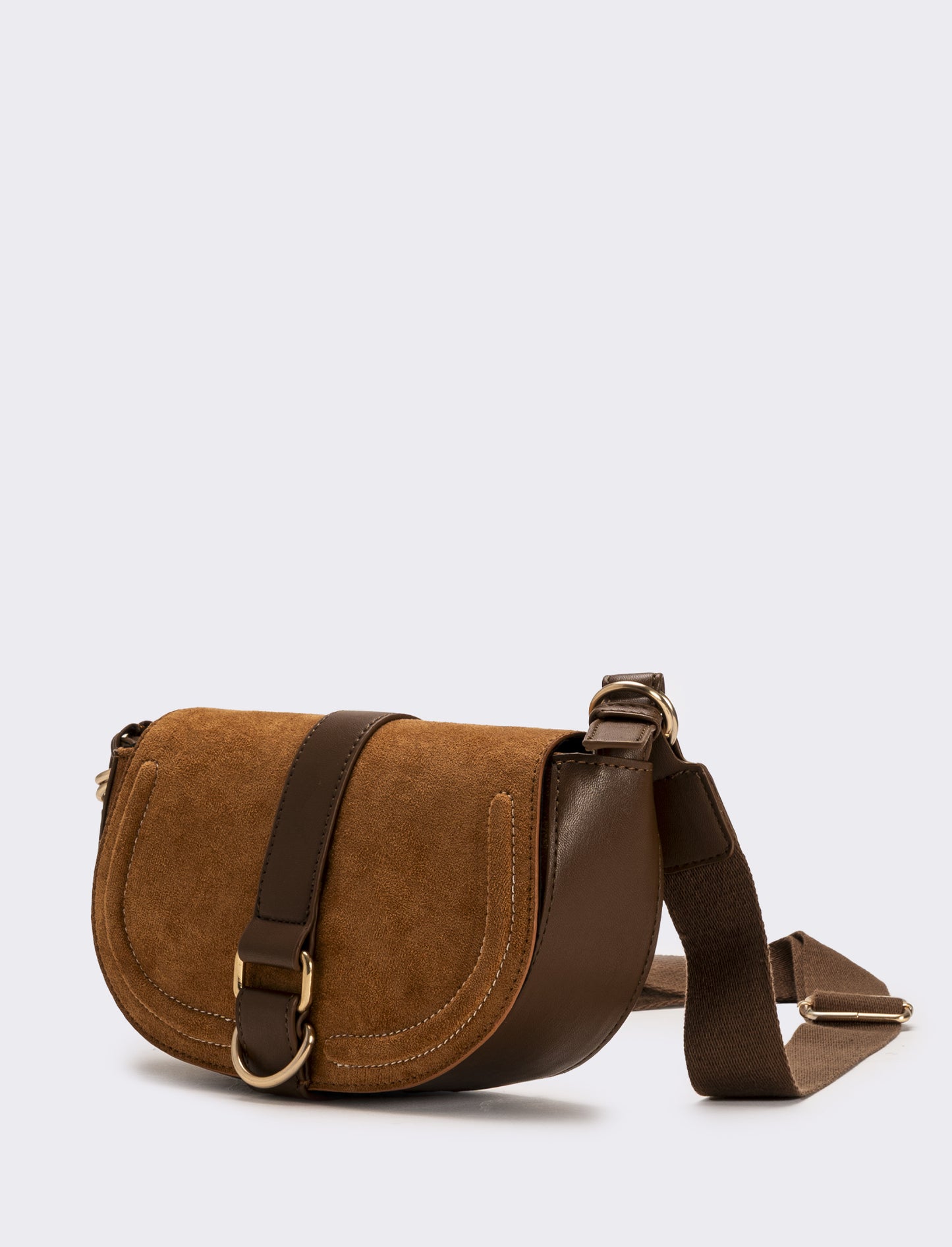 Tracolla in suede con patta donna - Moro