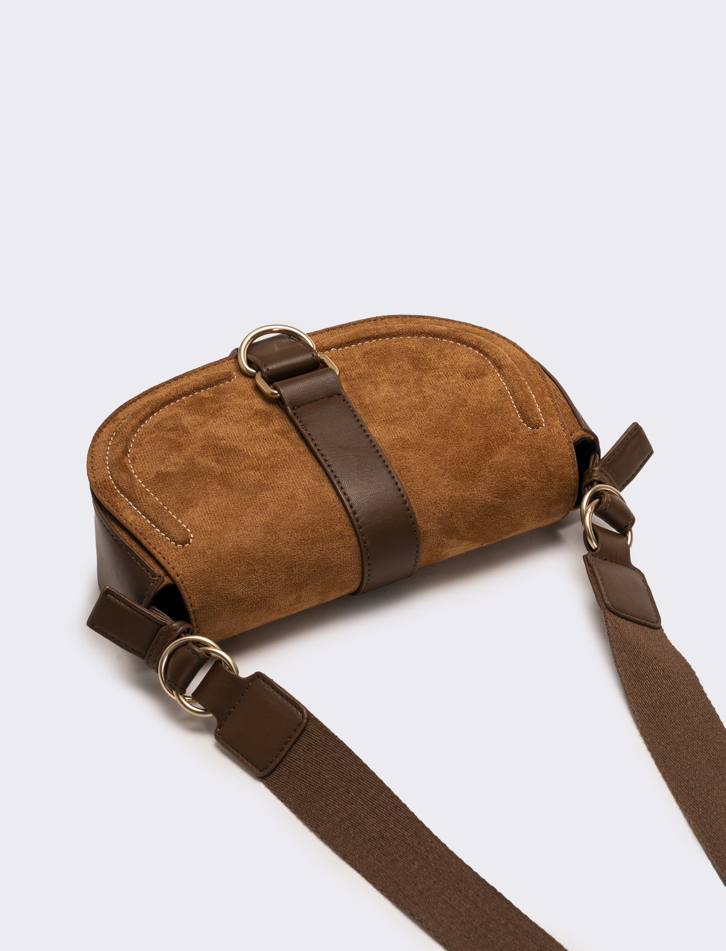 Tracolla in suede con patta donna - Moro
