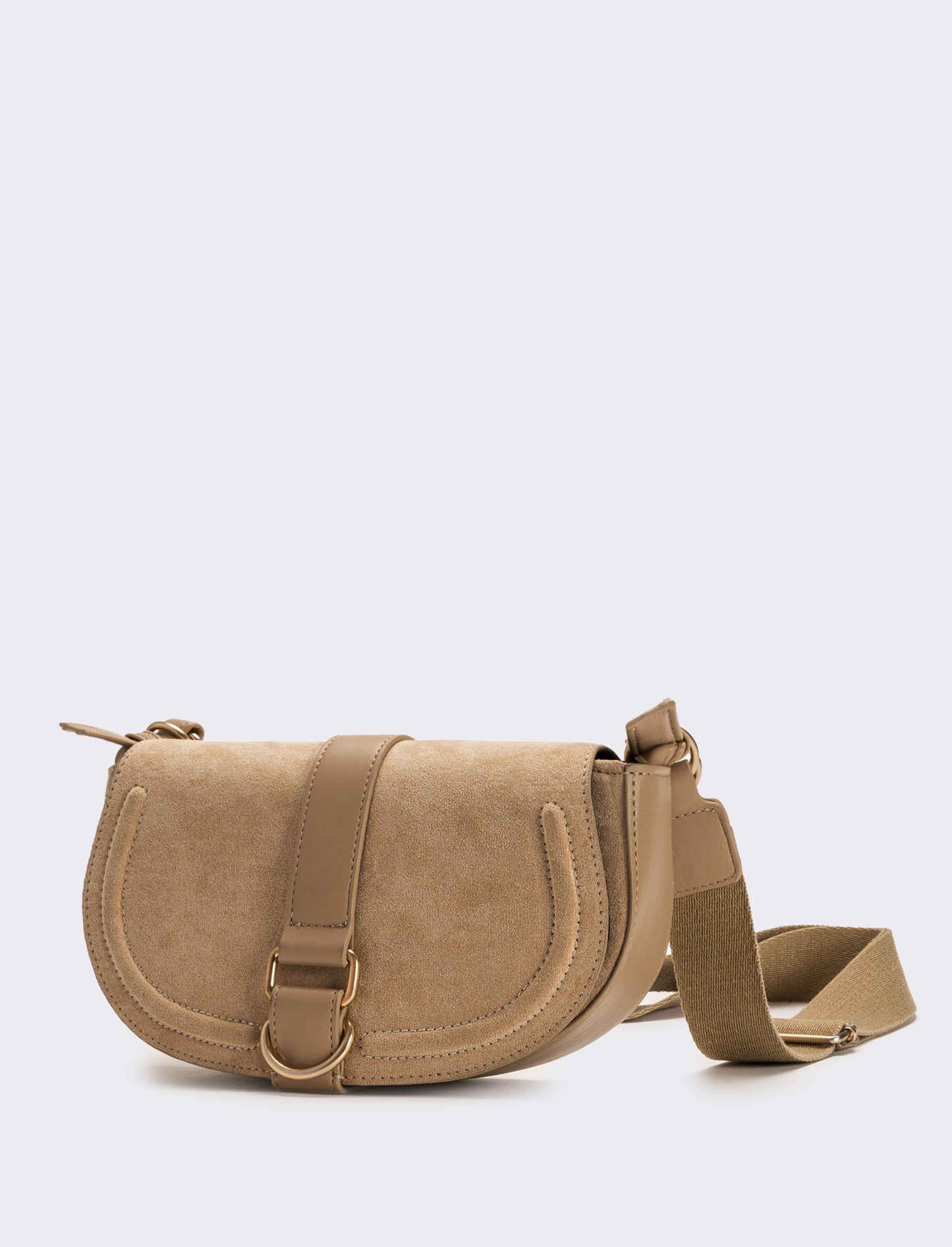 Tracolla in suede con patta donna - Beige