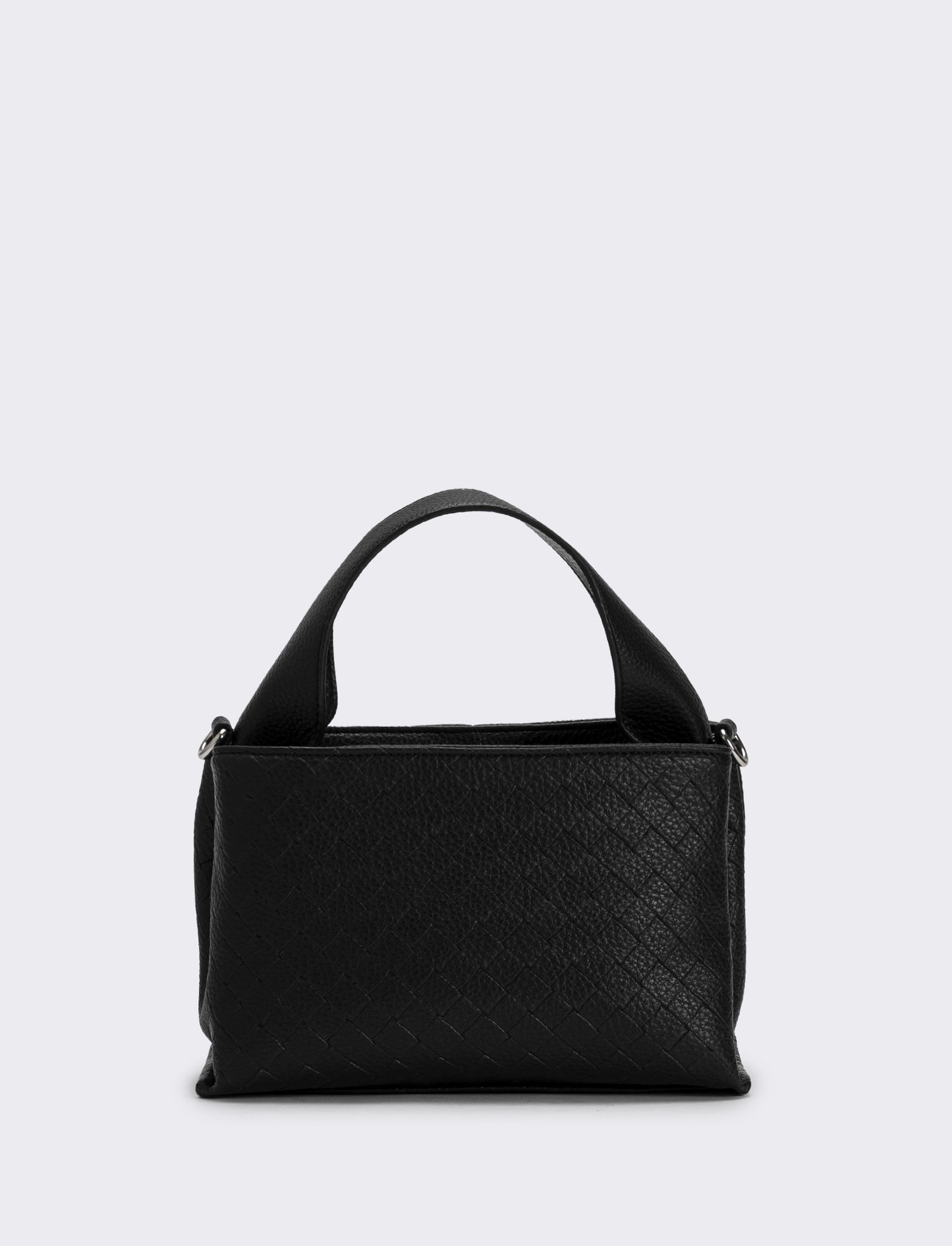 Borsa a mano con stampa intreccio donna - Nero
