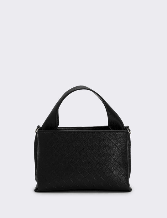 Borsa a mano con stampa intreccio donna - Nero