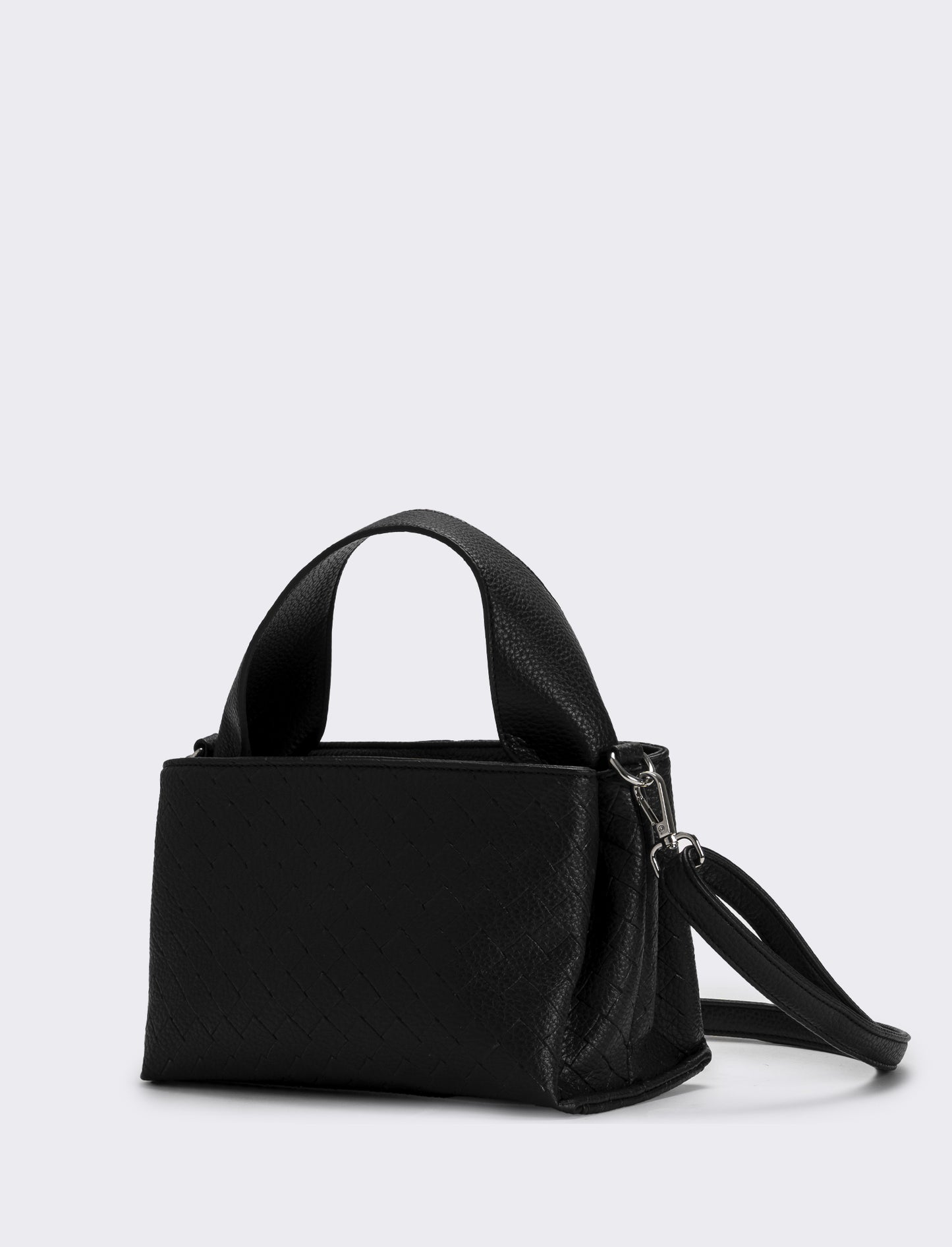Borsa a mano con stampa intreccio donna - Nero
