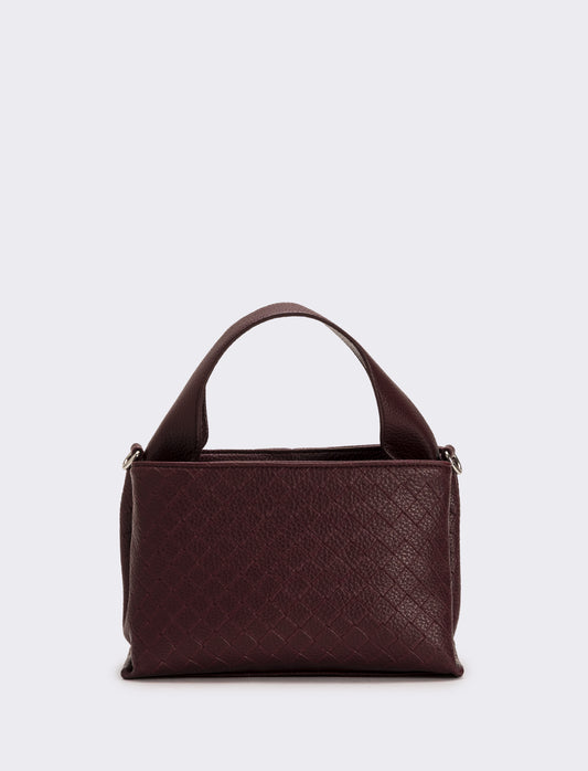 Borsa a mano con stampa intreccio donna - Bordeaux